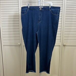 LOGO by Lori Goldstein Blue Straight Leg Raw Hem Jeans Size 22W